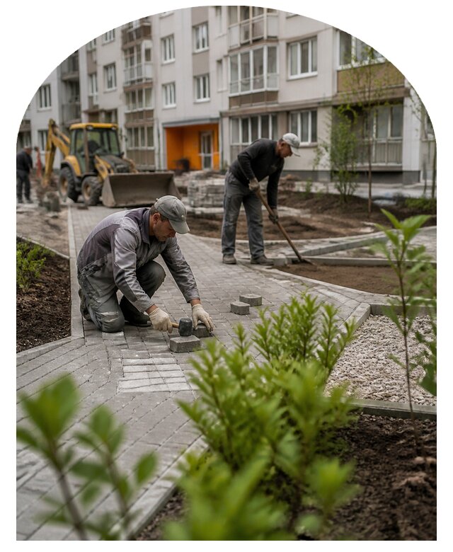 Благоустройство двора многоквартирного дома в Керчи